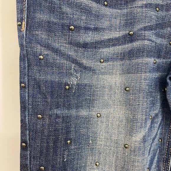 Karen Millen Jeans Women’s 4 Studded Tappered Punk Goth Mid Rise Distressed - Picture 8 of 13